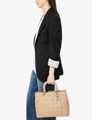 RESELFRIDGES: Pre-Loved Dior Large Cannage Lady Dior Leather Shoulder Bag