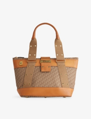 RESELFRIDGES: Pre-Loved Dior Trotter Columbus Leather And Canvas Tote Bag