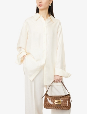 RESELFRIDGES: Pre-Loved Fendi Zucchino Crystal Double Flap Shoulder Bag