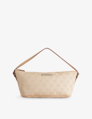 RESELFRIDGES: Pre-Loved Gucci GG Canvas Boat Shoulder Bag