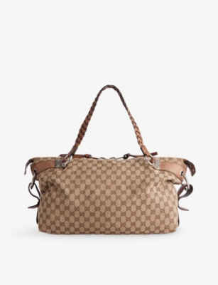 RESELFRIDGES: Pre-Loved Gucci GG Bamboo Bar Canvas Tote Bag