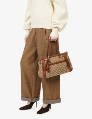 RESELFRIDGES: Pre-Loved Gucci GG Bella Satchel Canvas Shoulder Bag