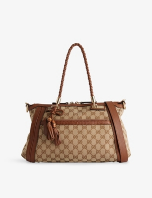 RESELFRIDGES: Pre-Loved Gucci GG Bella Satchel Canvas Shoulder Bag