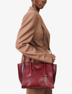 RESELFRIDGES: Pre-Loved Prada Glace Twin Pocket Leather Satchel