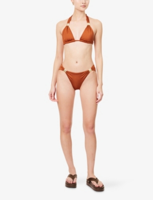 Heidi Klein Womens Slider Low-rise Bikini Bottoms Rust In Brown