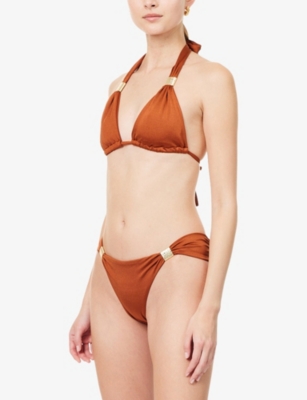 Heidi Klein Womens Rust Slider Halter-neck Bikini Top In Brown