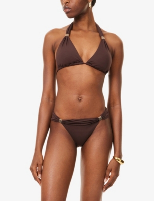 Melissa Odabash Womens  Grenada Overlay-waist Bikini Bottoms In Brown