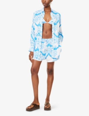 Melissa Odabash Womens  Paige Paisley-print Woven Shirt In Blue