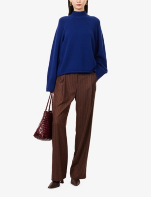 Me And Em And Em Womens Jewel Blue High-neck Relaxed-fit Wool And Cashmere Jumper In Blue