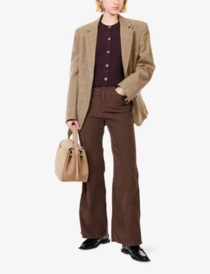 Me And Em And Em Womens Bordeaux Red Cropped Round-neck Wool And Cashmere Cardigan In Burgundy