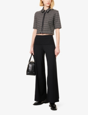 ME AND EM: Striped Zip-Front Tweed Top