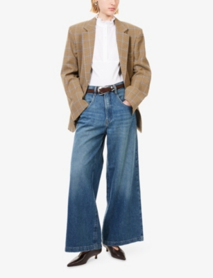 ME AND EM: Frill-Neck Layering Cotton-Jersey Blouse