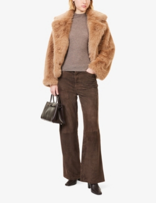 Me And Em And Em Womens Pebble Brown Barely There Ribbed Wool And Cashmere Jumper In Brown