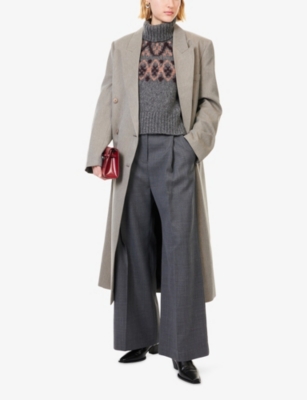 Me And Em And Em Womens Charcoal Multi Fair Isle Snood Wool-blend Jumper In Multi