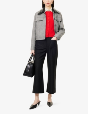 Me And Em And Em Womens Black Relaxed-fit Crop-leg Stretch-woven Trousers In Black