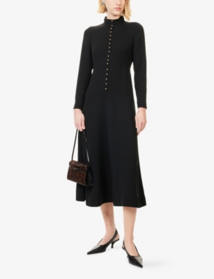 Me And Em And Em Womens Black Buttoned A-line Woven Maxi Dress In Black