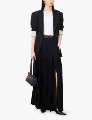 Me And Em And Em Womens Black Dramatic Pleated Woven Maxi Skirt In Black