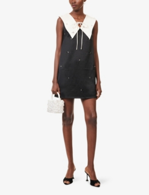 Sister Jane Womens  Embellished Satin Mini Dress In Black