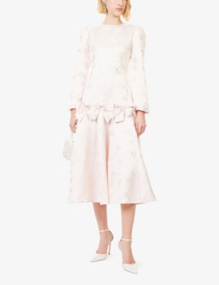 Sister Jane Womens Pink Gloss Floral Jacquard Midi Dress In Pink