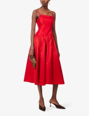Sister Jane Womens  Quartet Sleeveless Woven Midi Dress In Red