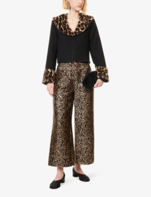 Sister Jane Womens Black Velma Leopard Boucle Jacket In Black