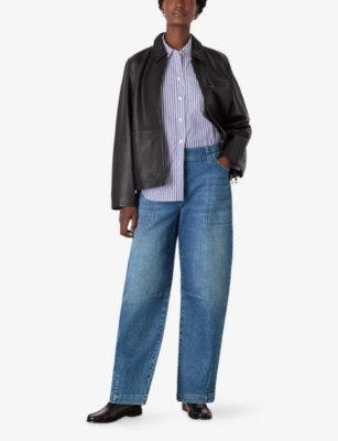 Whistles Omens  Barrel Elasticated-waist Stretch-denim Jean In Blue