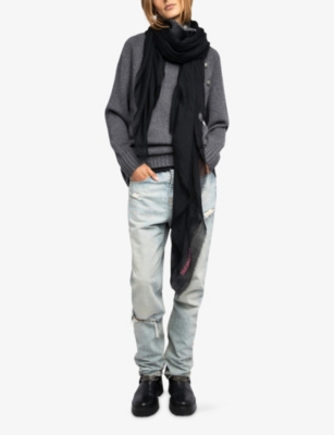 Zadig & Voltaire Nuage Rectangular Scarf In Black