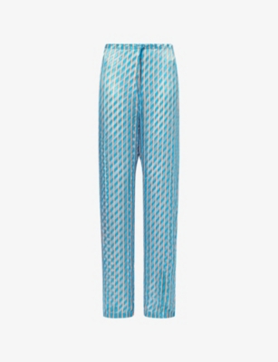 Dries Van Noten Womens Turquoise Pachas Striped Silk-blend Trousers In Blue