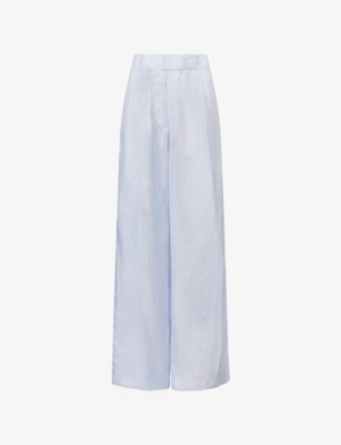 Dries Van Noten Womens Light Blue Pila Pinstripe Satin-crepe Trousers