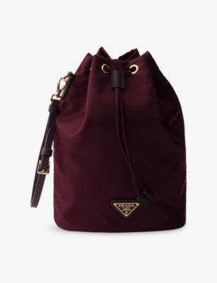 Prada Womens Burgundy Logo-embellished Re-nylon Pouch In Burgundy
