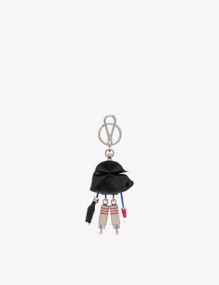 Prada Womens  Robot Saffiano Leather Bag Charm In Black