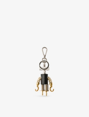 Prada Womens Gold/silver Robot Saffiano Leather Bag Charm In Metallic