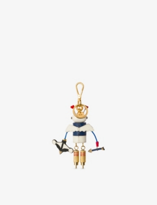 Prada Womens Blue Robot Brass Bag Charm In Blue
