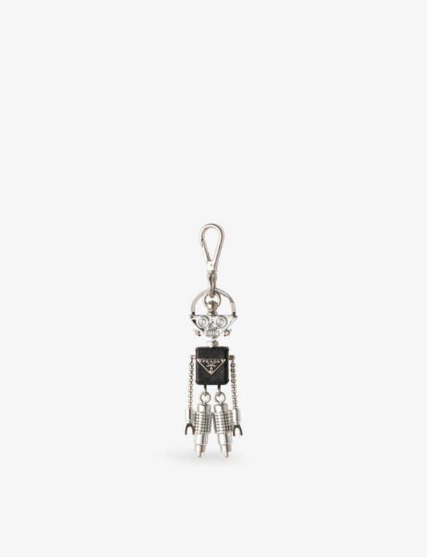 Robot Saffiano Leather Keychain Charm