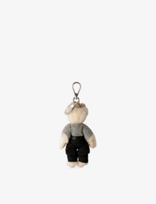 Prada Womens White Teddy Cotton And Mohair-blend Bag Charm In White