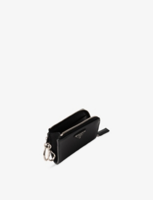 Prada Womens Black Mini Pouch Saffiano Leather Bag Charm In Black