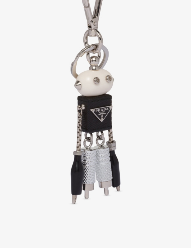 Robot Saffiano Leather Keychain Charm