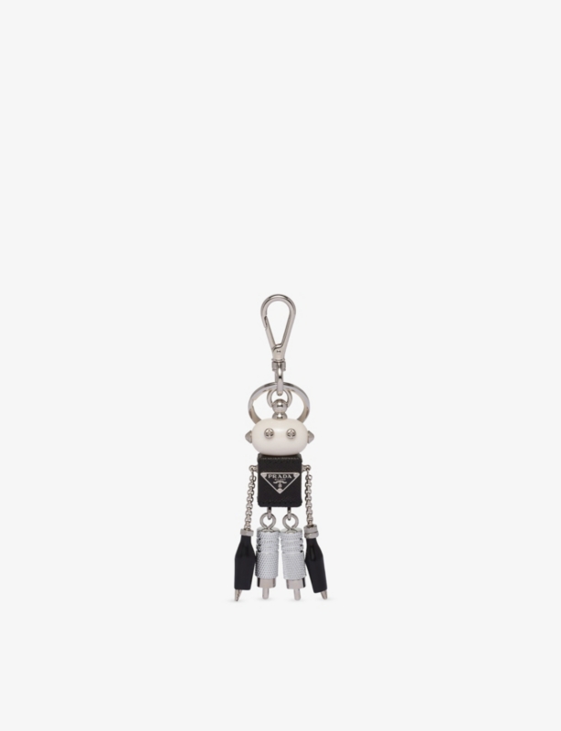 Robot Saffiano Leather Keychain Charm