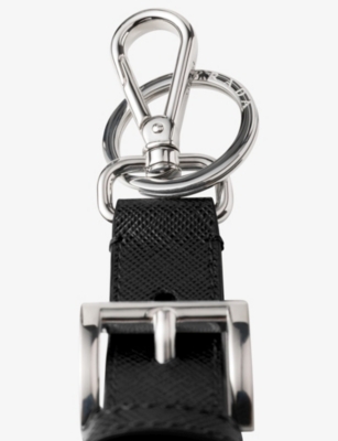 PRADA: Logo-Plaque Saffiano Leather Keychain
