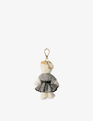 Prada Teddy Bag Charm With Metal Ring In Gray