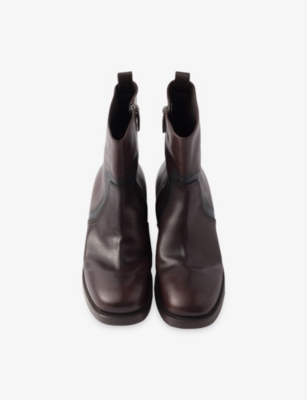 Prada 40mm Pull-tab Zip Boots In Brown