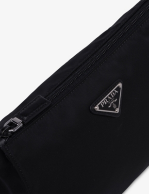 Prada Re-nylon And Saffiano Leather Pouch In Black