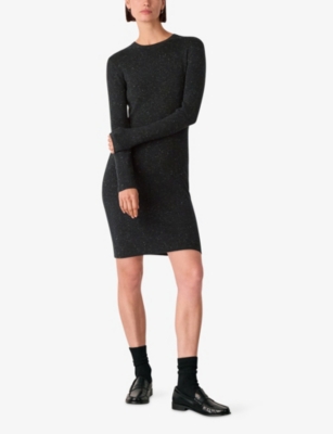 Whistles Omens  Annie Bodycon Sparkle-knit Mini Dress In Black