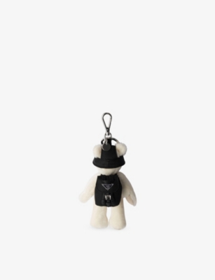 Prada Teddy Cotton And Mohair-blend Bag Charm In White