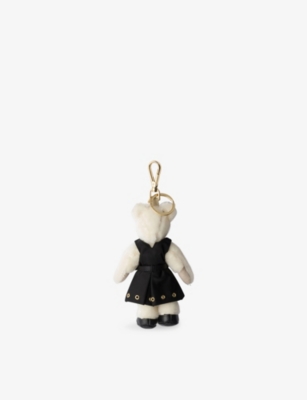 Prada Teddy Bag Charm With Metal Ring In Neutral