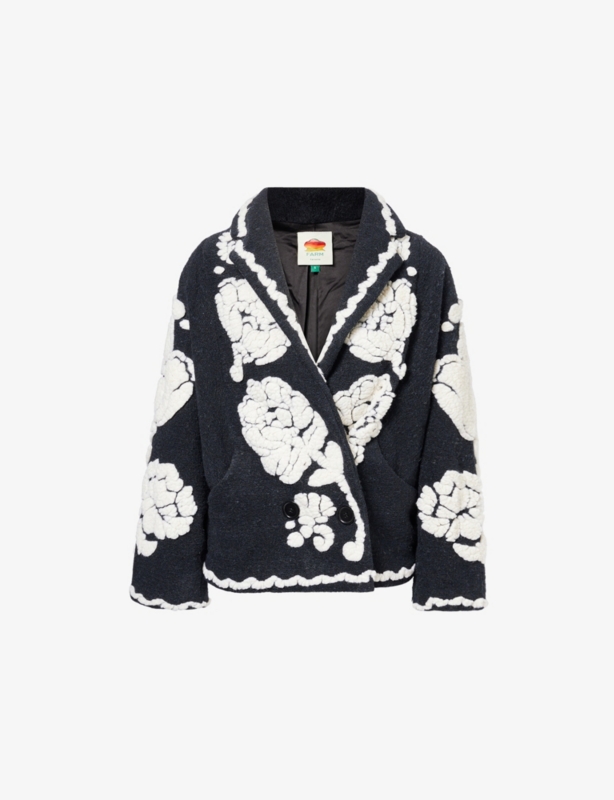 Floral Arabesque Wool-Blend Coat