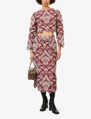 FARM RIO: Bicolor Jacquard Waves Woven Top