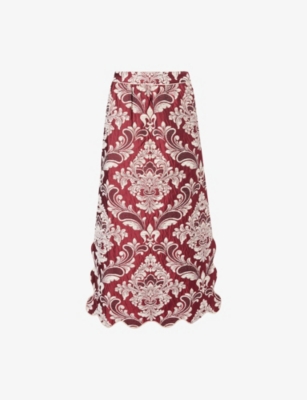 FARM RIO: Bicolor Jacquard Waves Woven Midi Skirt