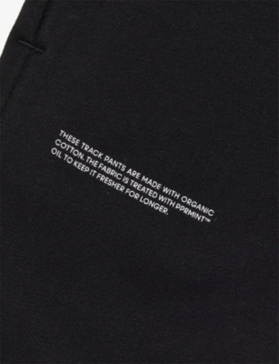 Pangaia Text-print Organic Cotton Jogging Bottoms 3-12 In Black
