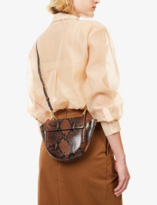 Wandler Womens Hortensia Mini Leather Top Handle Bag Brown Python - 5837